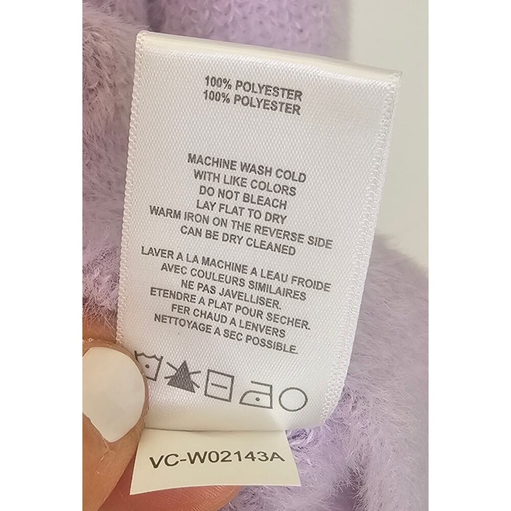 Vigoss Mock Neck Sweater Lavender Purple Fuzzy Cropped Pullover Size Medium - Picture 6 of 6